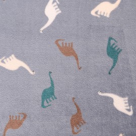 Mook Fabrics Printed Super Soft Velour Fleece (58'' Wide) Double Brushed - Dinosaurs, Blue Cut by The Yard