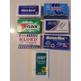 40 Double Edge Blade Sampler Pack 7 O'CLOCK DERBY LORD BLUEBIRD DBLG