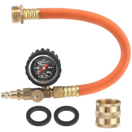 RV Winterizing Kit, 17inch Upgraded RV Blowout Hose Adapter kit with Oil Pressure Gauge & Shut Off Valve, RV Sprinkler Blowout Adapter Kit, for RV, Camper, Boat, Garden Plumbing Systems,etc