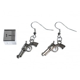 Miniblings Cowboy Revolver Colt Earrings – Handmade Fashion Jewellery I Western Riding Pistol Silver – Earrings Silver-Plated, Metal, No Gemstone