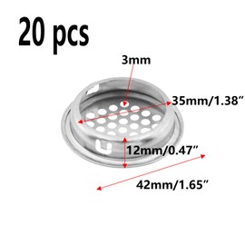 Semetall Air Vents 20 Pack 35mm(1-3/8") Stainless Steel Circular Soffit Vent Round Vent Mesh Hole Louver for Kitchen/Bathroom/Cabinet/Wardrobe/Shoebox (Silver)