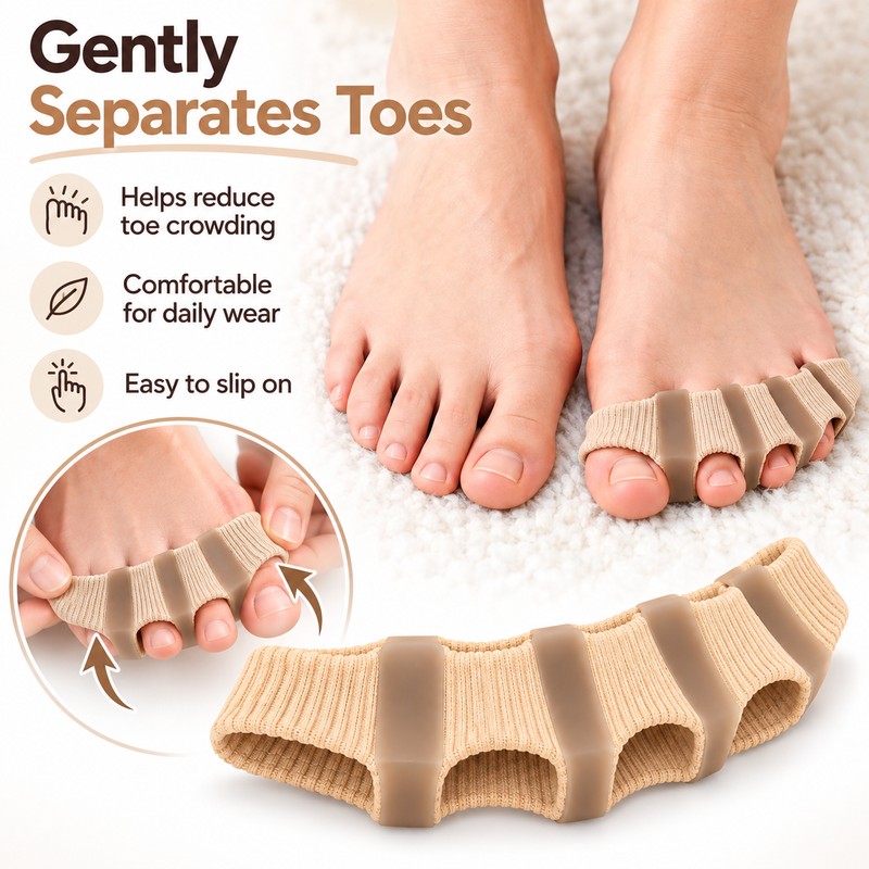 Silicone Toe Separator for Everyday Foot Care – Reusable 3-Hole