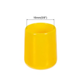 MECCANIXITY 50pcs 5/8 inch(16mm) Rubber End Caps Cover PVC Vinyl Screw Thread Protector Round Wire Shelf Caps for Screw Bolt Pipe Fence Post, Yellow