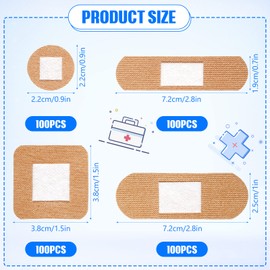 400 Pcs Bandages Bulk Assorted Adhesive Bandages First Aid Skin Wrap Flexible Fabric Breathable for Finger Wound Family(4 Styles)