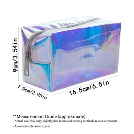 SuoSycorax Rainbow Holographic Makeup Bag TPU Clear Cosmetic Pouch Water-Resistant Rectangular Toiletry Zipper Bag for Women, Travel, Beach