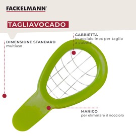 Fackelmann Taglia avocado in plastica ed acciaio inossidabile, ideale per creare con semplicità cubetti di avocado per insalate o guacamole, dimensione 16x11 cm