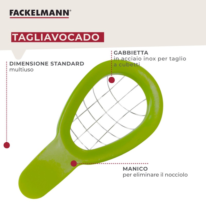Fackelmann Taglia avocado in plastica ed acciaio inossidabile, ideale per
