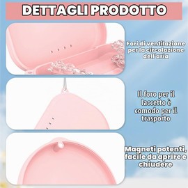 Custodia per Apparecchi Ortodontici, Custodia Sottile per Invisalign, Contenitore per Paradenti Notturni, Custodia per Allineatori con Fori di Ventilazion, Strumenti di Rimozione e Pennello - Rosa