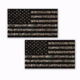 Camo American Flag Hard Hat Stickers Helmet Decals Woodland 2 Pack  4" wide