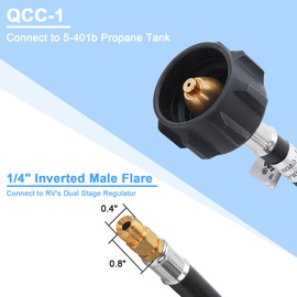GGC 4 Feet RV Propane Pigtail Hose QCC1 Connector with Acme and a 1/4'' Inverted Male Flare (2PCS)