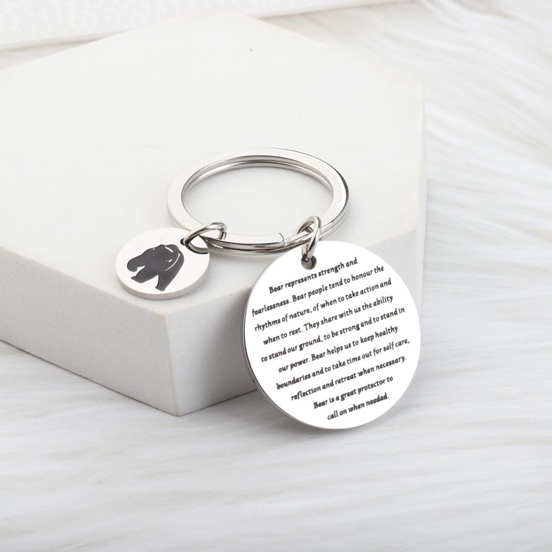 Bear Keychain Bear Lover Gift Inspirational Bear Gift for Animal