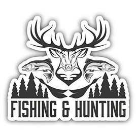 Fishing & Hunting Emblem Window Truck Car Bumper Sticker Decal 5" x 4"
