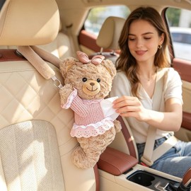 Portapañuelos Para Coche Organizador de Servilletas Oso Suave y Bonito