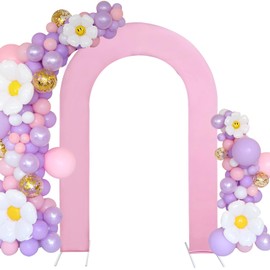 HAINARverS 7.2FT Wedding Open Arch Cover Spandex Fitted Stretchy Arch Stand Covers,U-Shaped 2-Sided Chiara Backdrop Cover for Party Birthday Ceremony Baby Shower Banquet Arch Decoration(Pink)