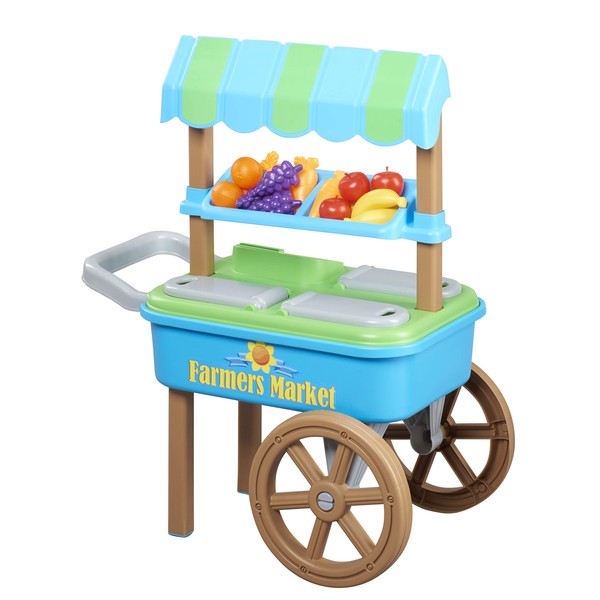 American Plastic Toys My Very Own Farmers Market Cart with 20 Accessories 23.75" x 15.25" x 29.75"