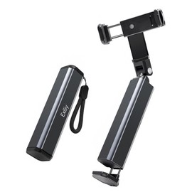 Exlliy Airplane Phone Holder, Portable Travel Holder for Desk with Multi-Directional 360 Degree Rotation, Pocket Size Foldable Multi-Way for Tray Table, Train Travel Accessory (Grey)