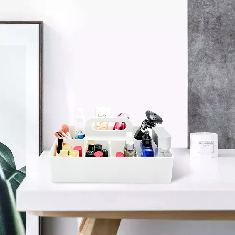 souG New Plastic Portable Makeup Organizer Caddy Tote Divided Basket