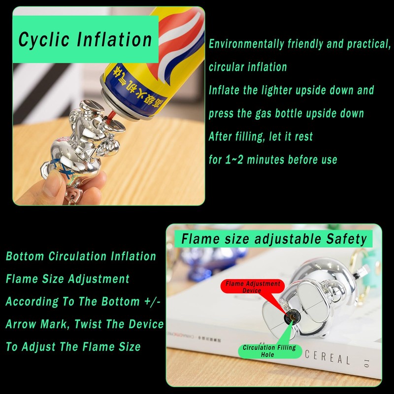 DAXXIN Cute Compact Portable Keychain Lighter, Soft Flame, Gifts for