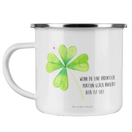 Mr. & Mrs. Panda Camping Enamel Cup, Clover Leaf Gift, Shamrocks, Plants, Camping Cup, Enamel Drinking Cup, Drinking Cup, Spring Decoration