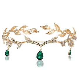 FAINCA Elf Crown, Elf Jewellery, Forest Fairy Elves Crown, Retro Elves Headpiece, Wedding Bridal Tiara, Elf Headpiece, for Cosplay, Weddings, Alloy, rhinestone, glass, none