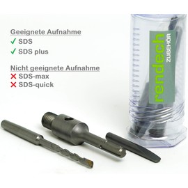 SDS plus adapter set including pilot drill and ejection wedge for drill bit, can drill, socket drill with M16 thread, rendech brand quality