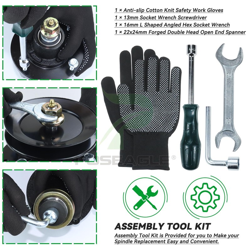 POSEAGLE 3 Pack Pre-Greased 539131898 Spindle with 532153535 Pulley Replaces