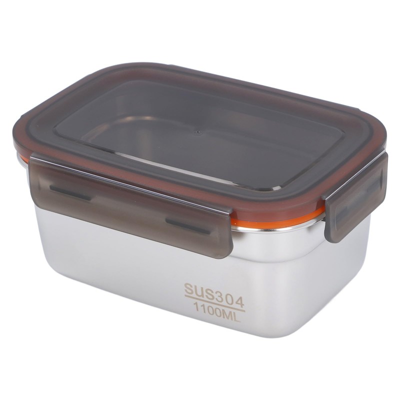 Generic Stainless Steel Rectangular Food Storage Container, 19cm x 9cm