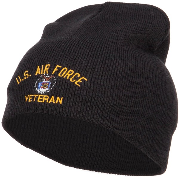 e4Hats.com US Air Force Veteran Military Embroidered Short Beanie - Black OSFM