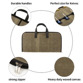 Pocket Knife Roll Bag,Zipper Knife Display Case with 18 Slots,Waxed Canvas Folding Pocket Knife Holder Storage Case for Collection,Knife Organizer for Tactical Camping EDC Mini Knife Roll