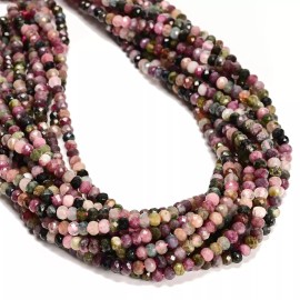 Unbranded Natural Multi Color Tourmaline Faceted Rondelle Beads Size 3.5x5mm 15.5'' Strand