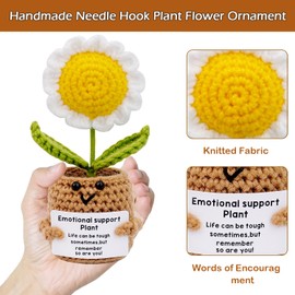 YUXIYAN Positive Daisy Crochet Flowers Gifts,Emotional Support for Women Mom Friends Coworkers Teacher Christmas,Birthday,Wedding,Thank You,Encouragement Gifts for Office Desktop Home Car Decor