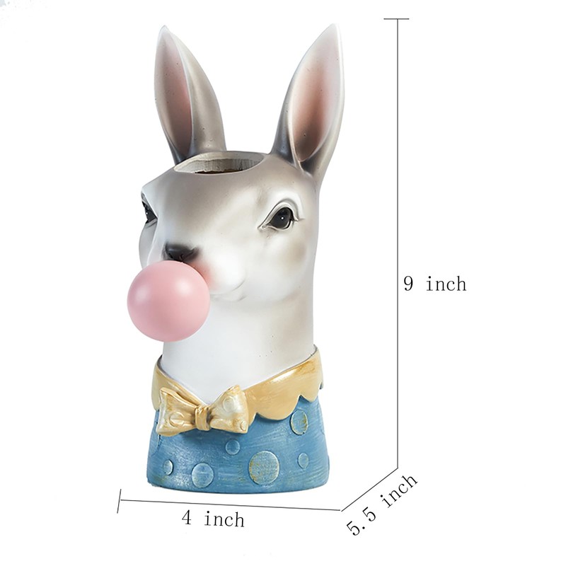 Gaolinci Resin Animal Head Vase, Blowing Bubbles Creative Vase, Home