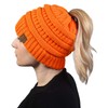 Funky Junque Messy Bun Womens Winter Knit Hat Beanie Tail