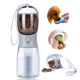 AVELORA Dog Water Bottle with Food Container, Portable Pet Dog Water Dispenser for Outdoor Walking,Hiking,Travel,Puppy Essentials,Puppy Supplies,Replaceable Waste Bags