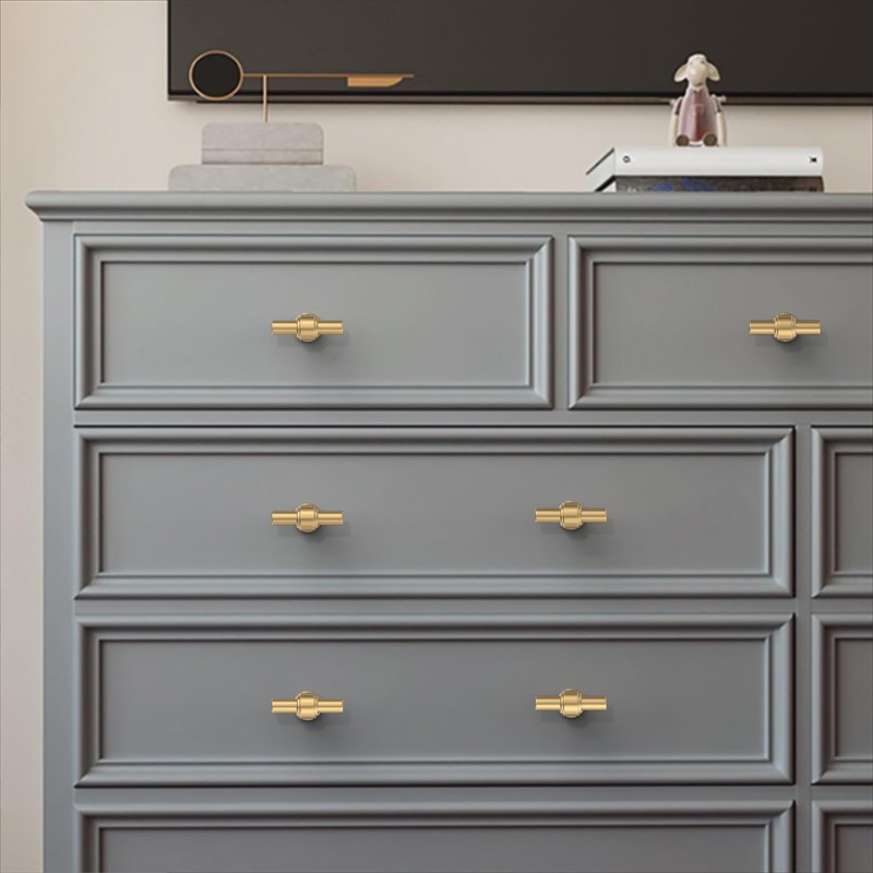 ROMATEE 10 Pack Champagne Bronze Solid Cabinet Knobs 1.46 Inch(37mm)