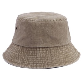 Bucket Hat, Men's Washed Cotton Bucket Hats for Outdoor Activities, Large Brim Sun Protection, Lightweight and Breathable Design, Perfect for Fishing, Hiking, and Beach Khaki