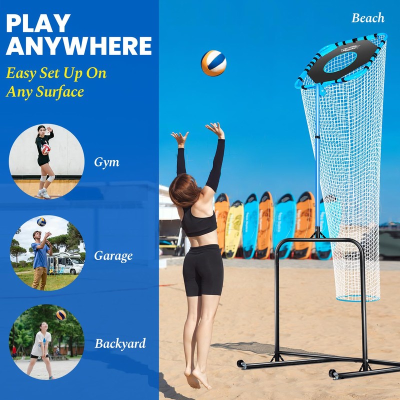 Volleyball Setter Training Net，Height & Angle Adjustable Volley Ball Training