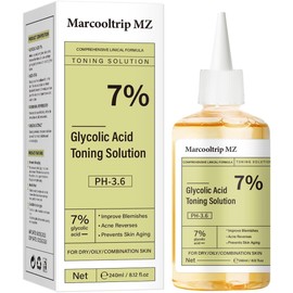 240ml Glycolic Acid 7% Exfoliating Toner for Hydrating & Smoothening, Multi-functional Gentle Serum for Face, Body & Underarms Skin Care