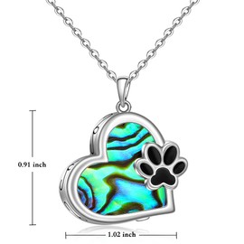 Fenthring Dog Urn Necklace for Ashes for Women Cat Dog Paw Print Ashes Keepsake Necklace Sterling Silver Abalone Memorial Cremation Jewelry Always in My Heart Christmas Gifts