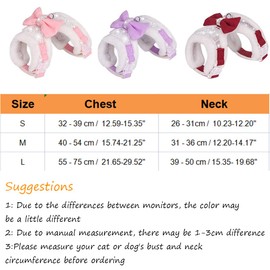 FUNAT Plush Chest Straps for Dogs, Rhinestone Winter Dog Harness, Vest Bow Harness for Small Medium Dogs