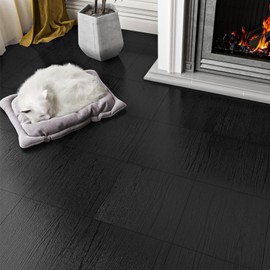LaCheery 36-Pack Black Wood Peel and Stick Floor Tile Wood Look 12"x12" Waterproof Vinyl Flooring Planks Dark Wooden Floor Tiles Peel and Stick Wooden Flooring for Bathroom Bedroom Laminate Plank