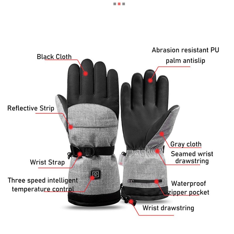 1 Pair Heated Gloves Smart Battery Powered Winter Warm Gloves