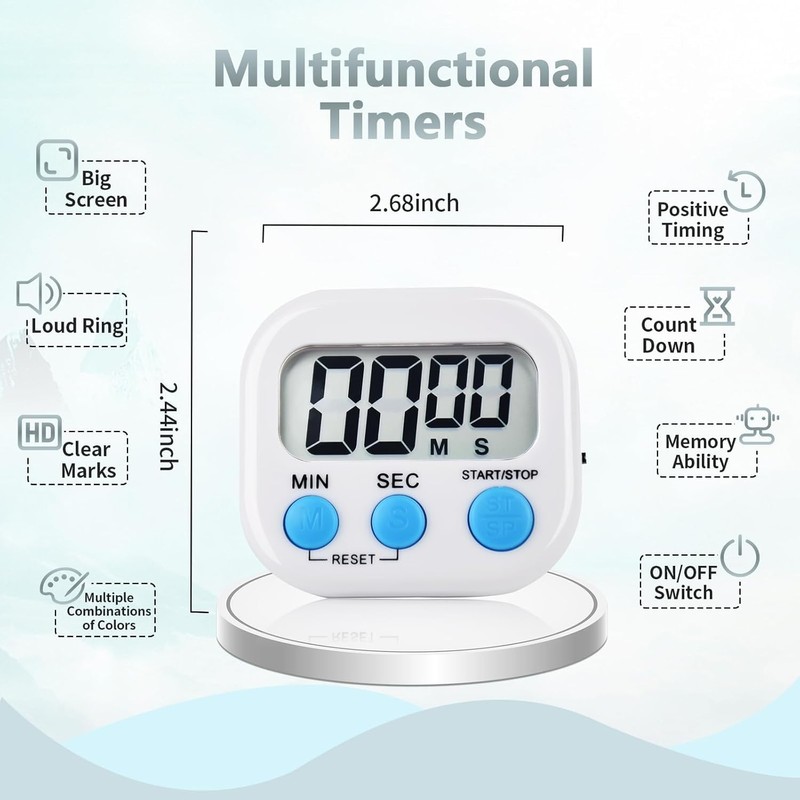 Set of 3 Timer Egg Timer, Digital Clock with Foldable