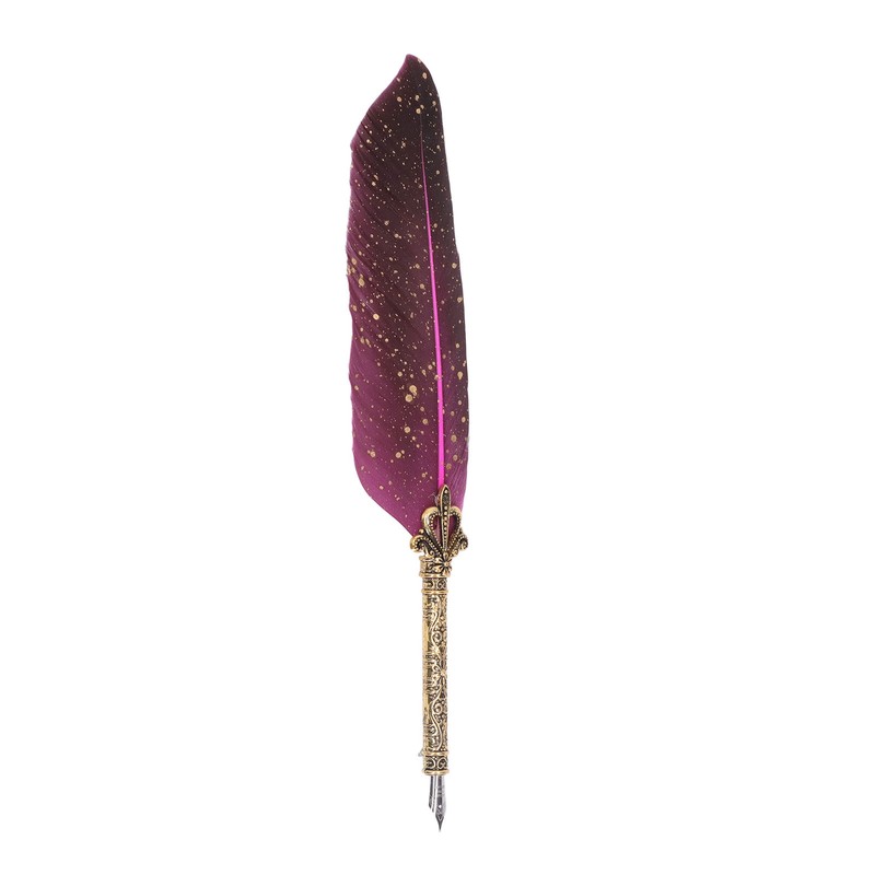 Feather Pen Set with 10 Interchangeable Nib Fire Lacquer Wax