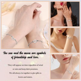 SUNSH Sun Moon Bracelet, Mother-Daughter/Sister/Friend/Bracelet, Couple Bracelet, Women's Bracelet, Gifts for Daughters, Sisters, Friends, Birthday/Christmas/Back to School, Gold/Silver Sun Moon,