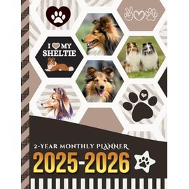2-Year Monthly Planner 2025-2026: 8.5x11 Dated Organizer With 100 Blank College-Ruled Paper Combo / 24-Month Schedule Gift / Shetland Sheepdog - Sheltie Dog Art Pattern Cover