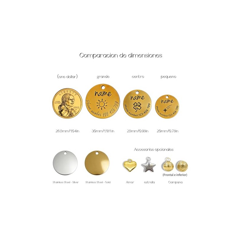 Placa de Identificación Personalizada para Perros y Gatos – –