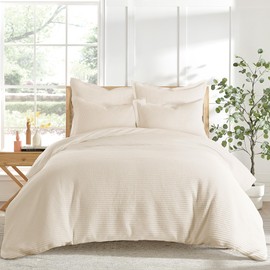 Levtex Home - Cloud Waffle Comforter Set - King Comforter + Two King Pillow Cases - Waffle Weave - Undyed Cream - Comforter (106 x 94in.) and Pillow Case (36 x 20in.) - Cotton