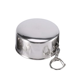 Asixx Stainless Steel Folding Cup, Extendable Cup, Outdoor, Small, Lightweight, Portable, Convenient, Compact, Pocket Cup, Includes Key Holder, 3 Sizes Available (L)