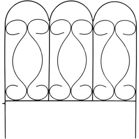 Sunnydaze 5 Piece Traditional Border Fence Set, Decorative Metal Garden Fencing, 24 Inches x 24 Inches Wide Each Piece, 10 Feet Overall - Black